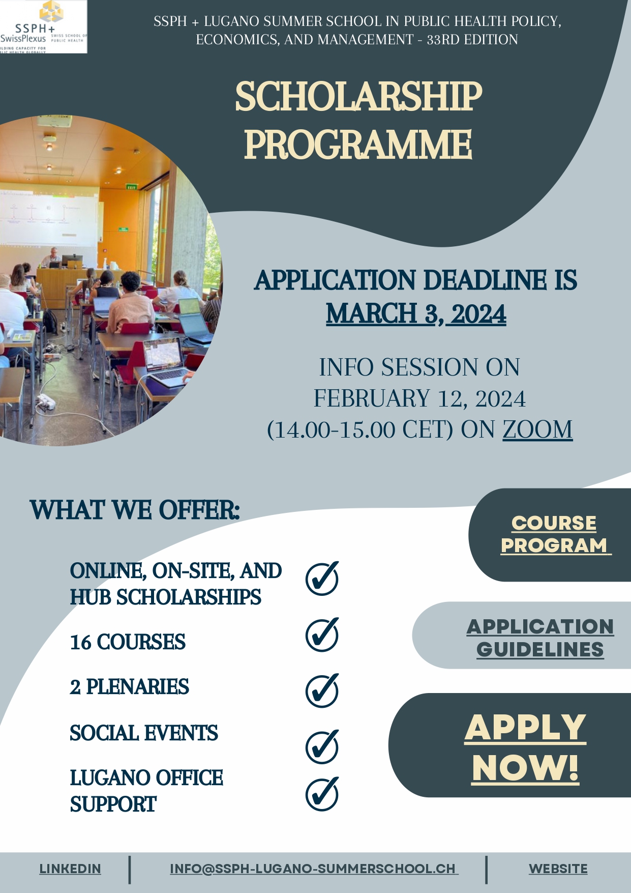 Apply Now for SSPH + LUGANO Summer School 2024! AQH